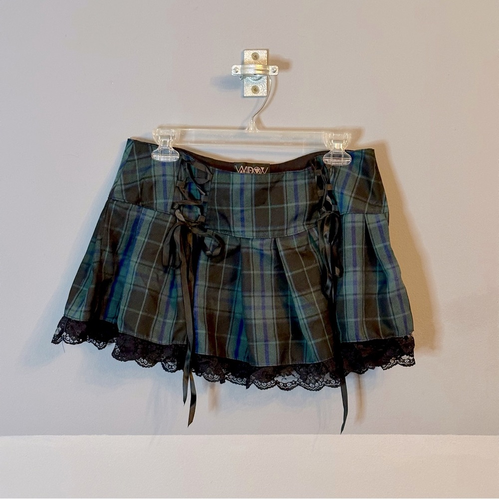 Plaid Lace Up Mini Skirt in Large